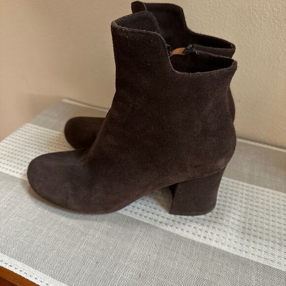 Chie Mihara Chocolate Brown Suede Leather Angle Boots with chunky Heel Size 6 - Picture 3 of 9